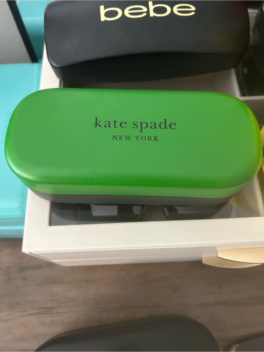 kate spade Green and Black Hard Shell Eyeglass Case